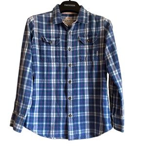 Burton Women’s Blue Pink Plaid Button Front Shirt Long‎ Sleeve Size Large